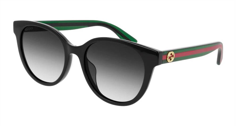 NEW GUCCI women's round frame sunglasses in black green - red